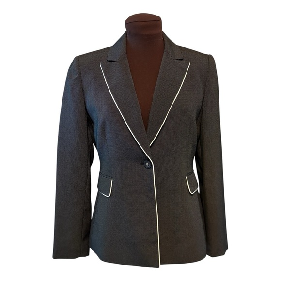 TAHARI Women's Black White Dot Print Lined Tailored Blazer/Jacket size 4 Petite - Picture 1 of 11